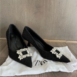 Zara Black Embellished Women's Shoes